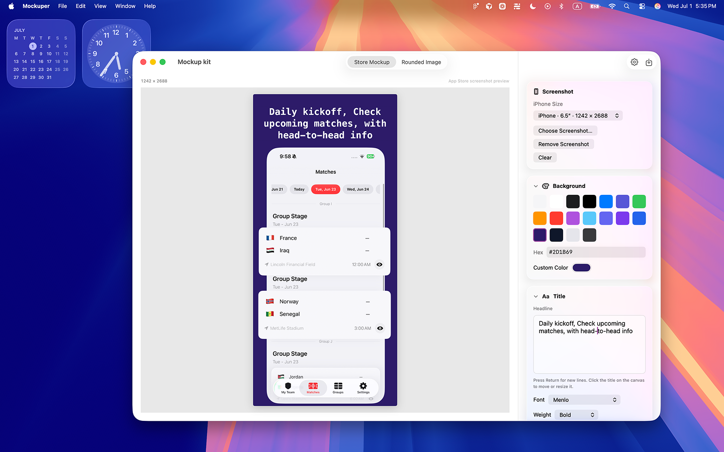 Mockup Kit canvas showing an App Store screenshot layout